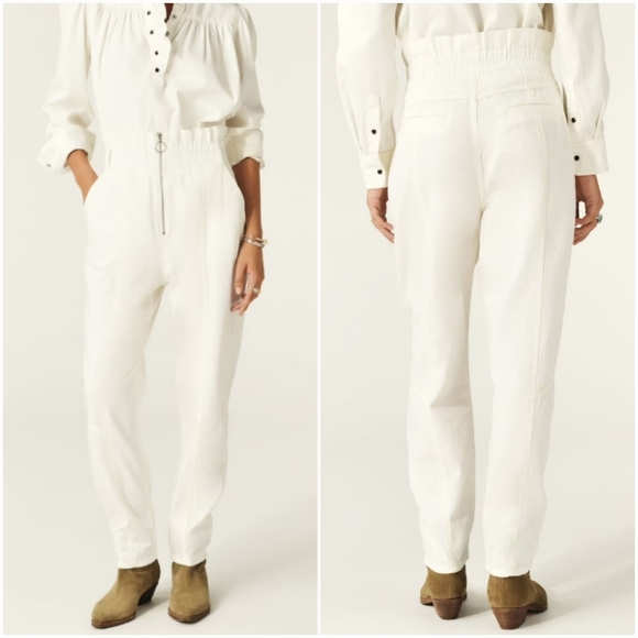 BA&SH, New, OMNY High Waisted Off White Zip Front Carrot Trouser Pants Size 0 - Picture 3 of 13